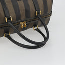 FENDI Pecan Canvas Boston Bag PVC Black Brown Auth hk3981-7