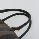 FENDI Pecan Canvas Boston Bag PVC Black Brown Auth hk3981-8