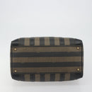 FENDI Pecan Canvas Boston Bag PVC Black Brown Auth hk3981-5