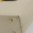 GIVENCHY Hand Bag Leather White Gold Auth hk3982-9
