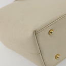 GIVENCHY Hand Bag Leather White Gold Auth hk3982-14