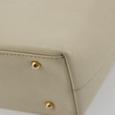 GIVENCHY Hand Bag Leather White Gold Auth hk3982-15