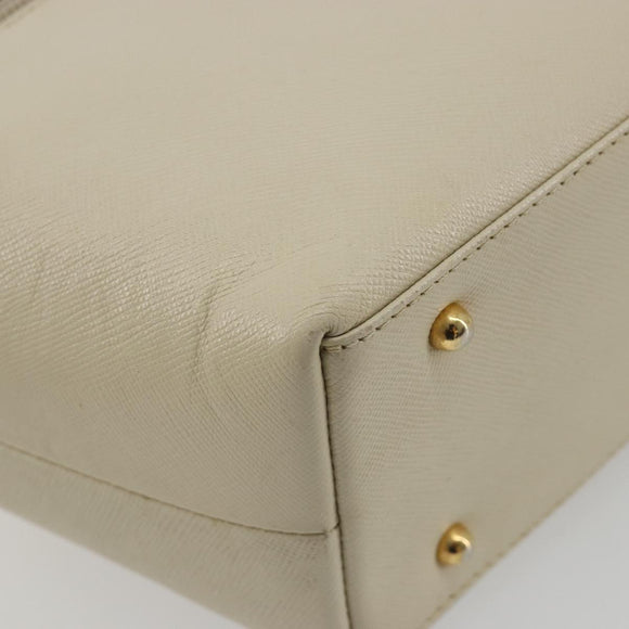 GIVENCHY Hand Bag Leather White Gold Auth hk3982