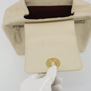GIVENCHY Hand Bag Leather White Gold Auth hk3982-10