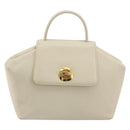 GIVENCHY Hand Bag Leather White Gold Auth hk3982-13