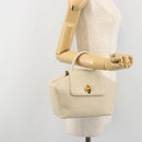GIVENCHY Hand Bag Leather White Gold Auth hk3982-23