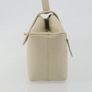 GIVENCHY Hand Bag Leather White Gold Auth hk3982-3