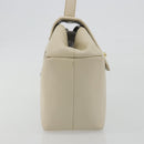 GIVENCHY Hand Bag Leather White Gold Auth hk3982-4