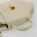 GIVENCHY Hand Bag Leather White Gold Auth hk3982-6