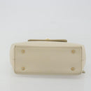 GIVENCHY Hand Bag Leather White Gold Auth hk3982-5