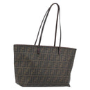 FENDI Zucca Canvas Tote Bag PVC Brown Black Auth hk3983A-1