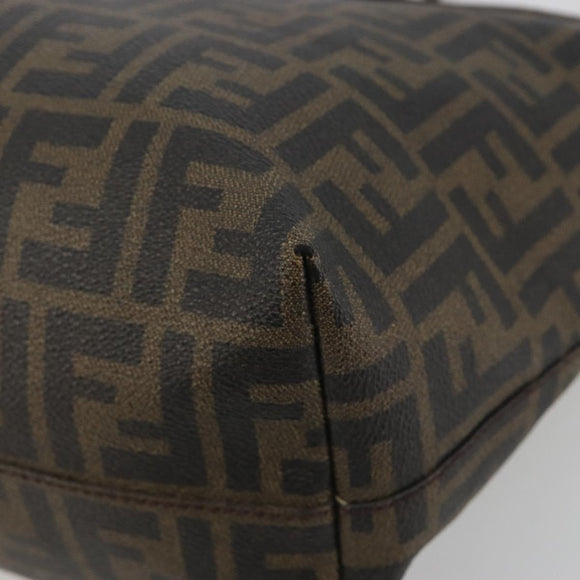 FENDI Zucca Canvas Tote Bag PVC Brown Black Auth hk3983A