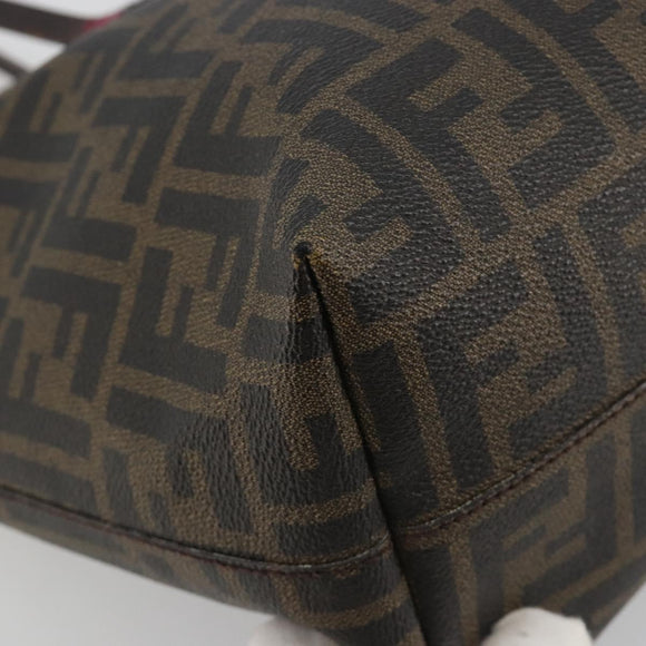 FENDI Zucca Canvas Tote Bag PVC Brown Black Auth hk3983A