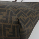 FENDI Zucca Canvas Tote Bag PVC Brown Black Auth hk3983A-12