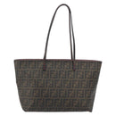 FENDI Zucca Canvas Tote Bag PVC Brown Black Auth hk3983A-2