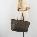 FENDI Zucca Canvas Tote Bag PVC Brown Black Auth hk3983A-22