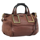 Chloe Etel Shoulder Bag Leather 2way Brown Gold Auth hk3984-1