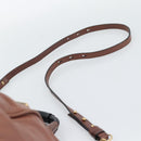 Chloe Etel Shoulder Bag Leather 2way Brown Gold Auth hk3984-15