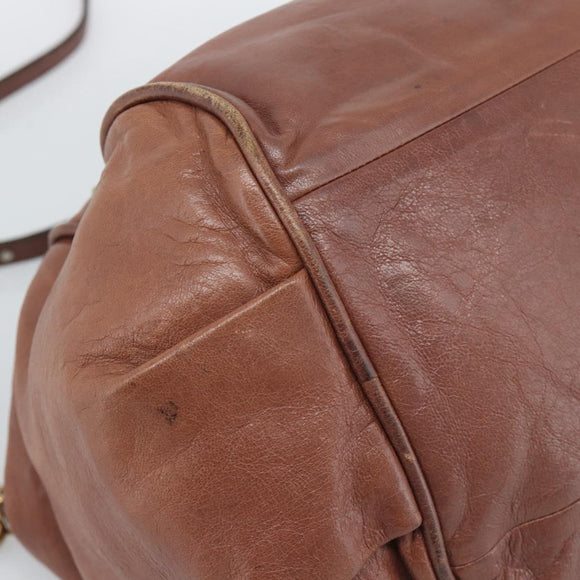 Chloe Etel Shoulder Bag Leather 2way Brown Gold Auth hk3984