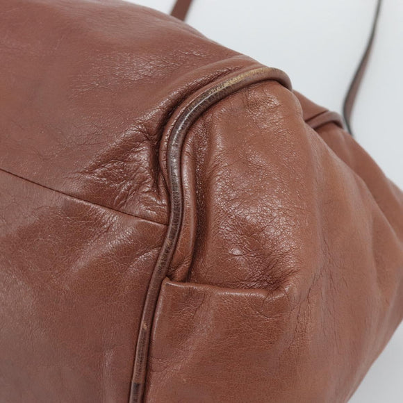 Chloe Etel Shoulder Bag Leather 2way Brown Gold Auth hk3984