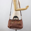 Chloe Etel Shoulder Bag Leather 2way Brown Gold Auth hk3984-26