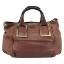 Chloe Etel Shoulder Bag Leather 2way Brown Gold Auth hk3984-13