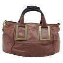 Chloe Etel Shoulder Bag Leather 2way Brown Gold Auth hk3984-2