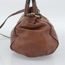 Chloe Etel Shoulder Bag Leather 2way Brown Gold Auth hk3984-3