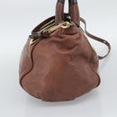 Chloe Etel Shoulder Bag Leather 2way Brown Gold Auth hk3984-4