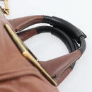 Chloe Etel Shoulder Bag Leather 2way Brown Gold Auth hk3984-14