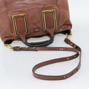 Chloe Etel Shoulder Bag Leather 2way Brown Gold Auth hk3984-8
