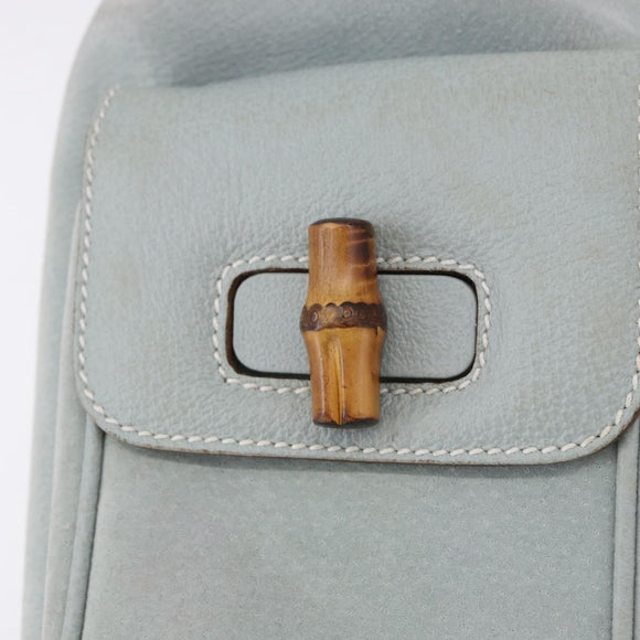 GUCCI Bamboo Backpack Suede Light Blue Gold 003 2058 0016 Auth hk3985