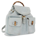 GUCCI Bamboo Backpack Suede Light Blue Gold 003 2058 0016 Auth hk3985-1
