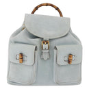 GUCCI Bamboo Backpack Suede Light Blue Gold 003 2058 0016 Auth hk3985-13