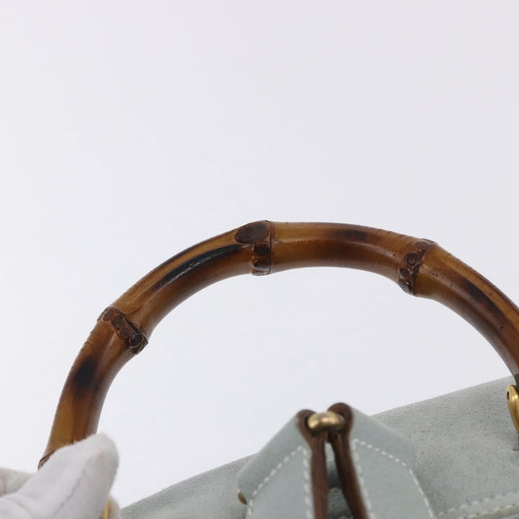 GUCCI Bamboo Backpack Suede Light Blue Gold 003 2058 0016 Auth hk3985