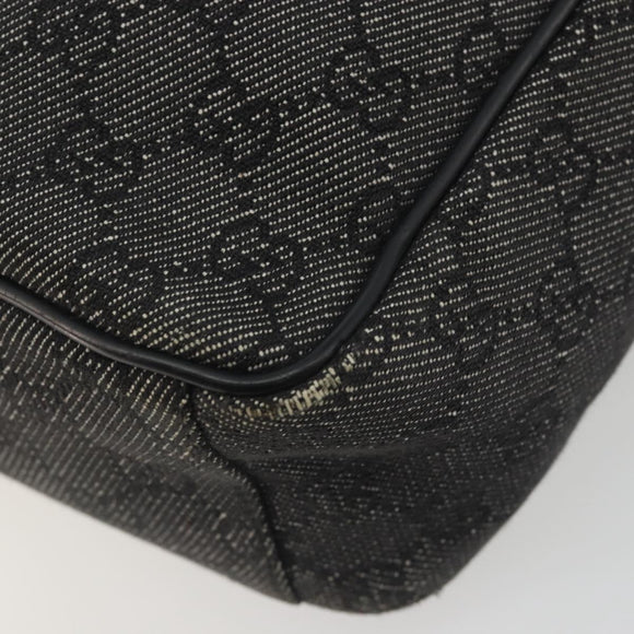 GUCCI GG Canvas Shoulder Bag Black Silver 03136 Auth hk3986
