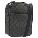 GUCCI GG Canvas Shoulder Bag Black Silver 03136 Auth hk3986-1