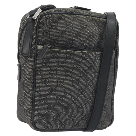 GUCCI GG Canvas Shoulder Bag Black Silver 03136 Auth hk3986
