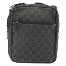 GUCCI GG Canvas Shoulder Bag Black Silver 03136 Auth hk3986-13
