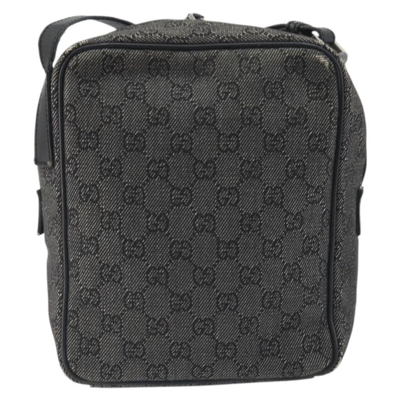 GUCCI GG Canvas Shoulder Bag Black Silver 03136 Auth hk3986