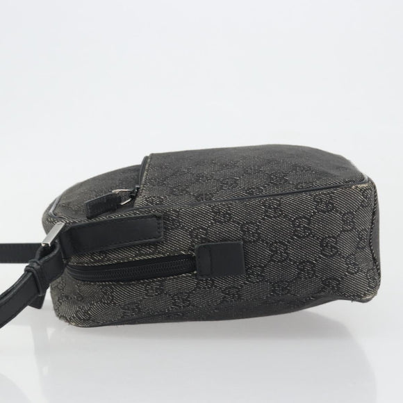 GUCCI GG Canvas Shoulder Bag Black Silver 03136 Auth hk3986