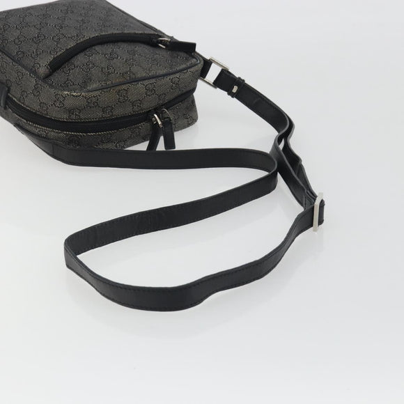 GUCCI GG Canvas Shoulder Bag Black Silver 03136 Auth hk3986