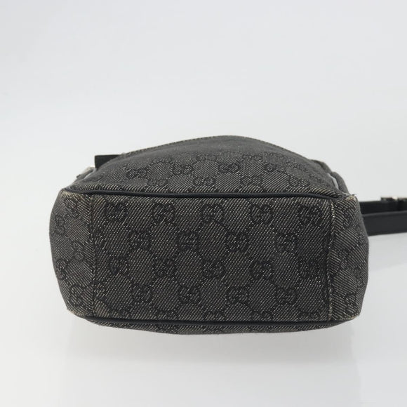 GUCCI GG Canvas Shoulder Bag Black Silver 03136 Auth hk3986