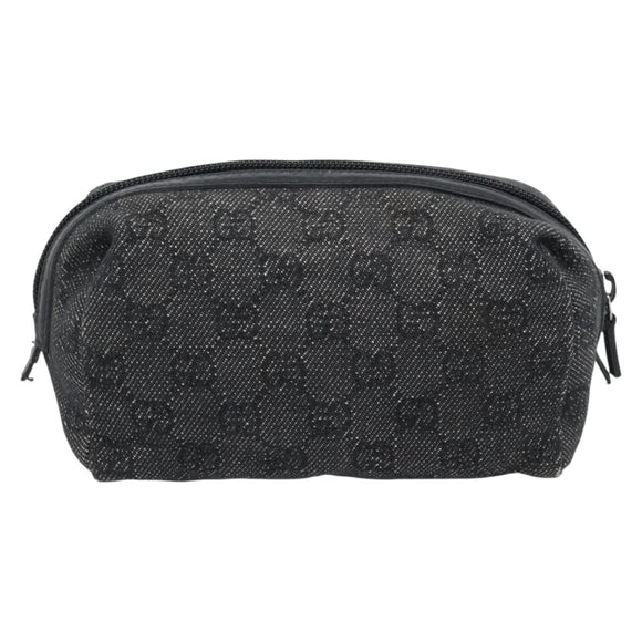 GUCCI GG Canvas Pouch Black 29595 0959 Auth hk3987
