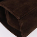 Salvatore Ferragamo Vala Hand Bag Suede 2way Brown Gold Auth hk3989-9