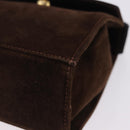 Salvatore Ferragamo Vala Hand Bag Suede 2way Brown Gold Auth hk3989-14