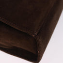 Salvatore Ferragamo Vala Hand Bag Suede 2way Brown Gold Auth hk3989-15