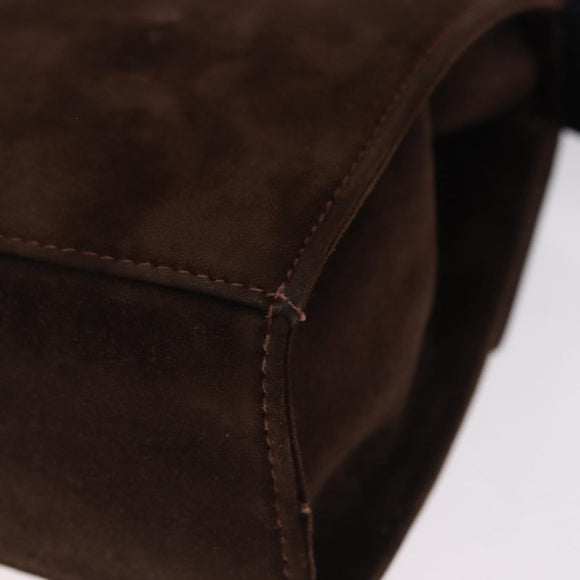 Salvatore Ferragamo Vala Hand Bag Suede 2way Brown Gold Auth hk3989