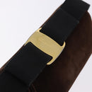 Salvatore Ferragamo Vala Hand Bag Suede 2way Brown Gold Auth hk3989-10