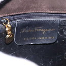 Salvatore Ferragamo Vala Hand Bag Suede 2way Brown Gold Auth hk3989-12